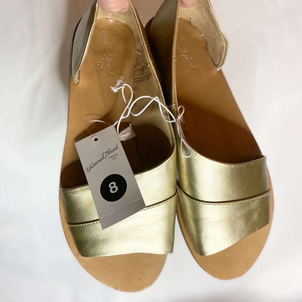NWT! Gold Slip-on Sandals